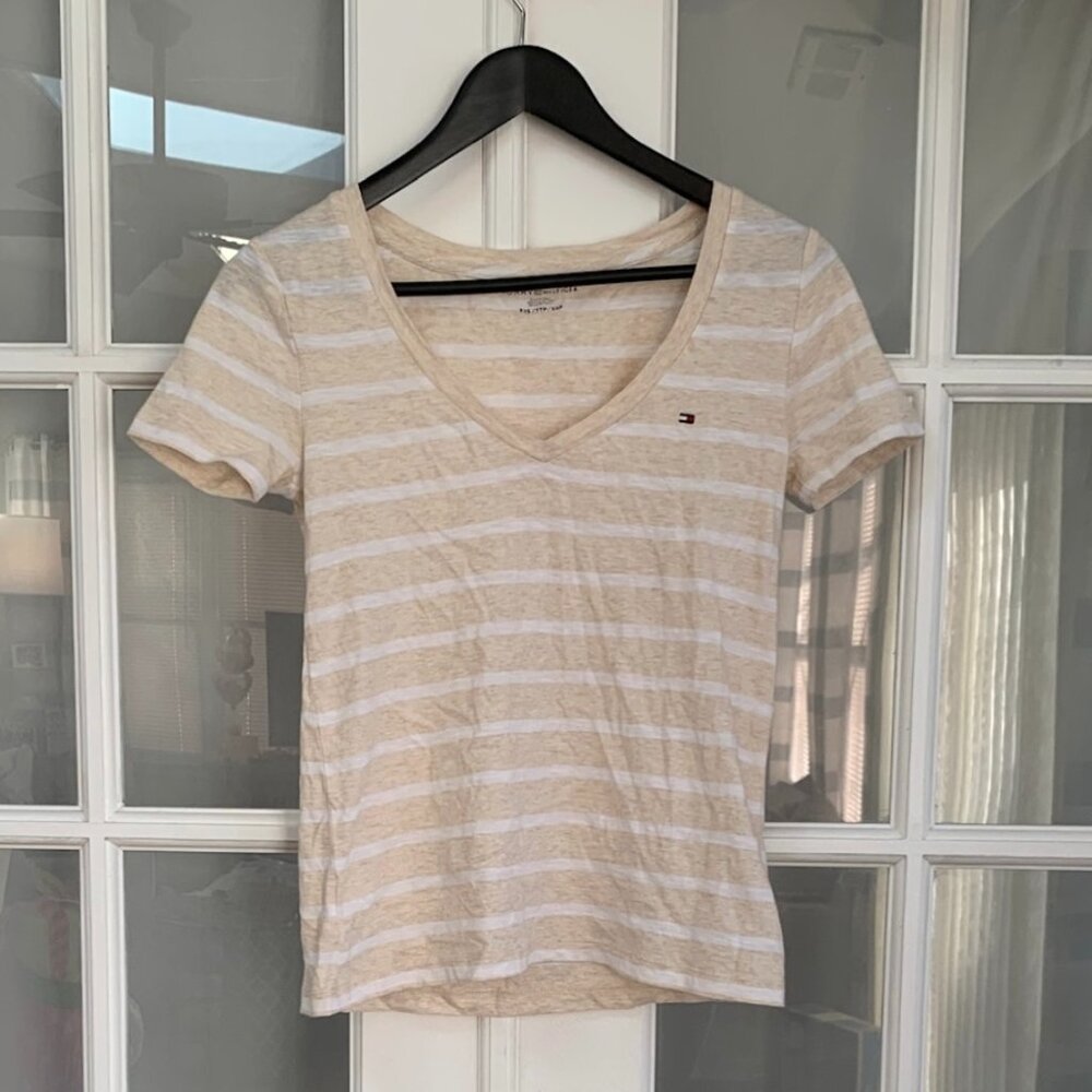 Tommy Hilfiger Striped V-Neck Short Sleeve T-Shirt